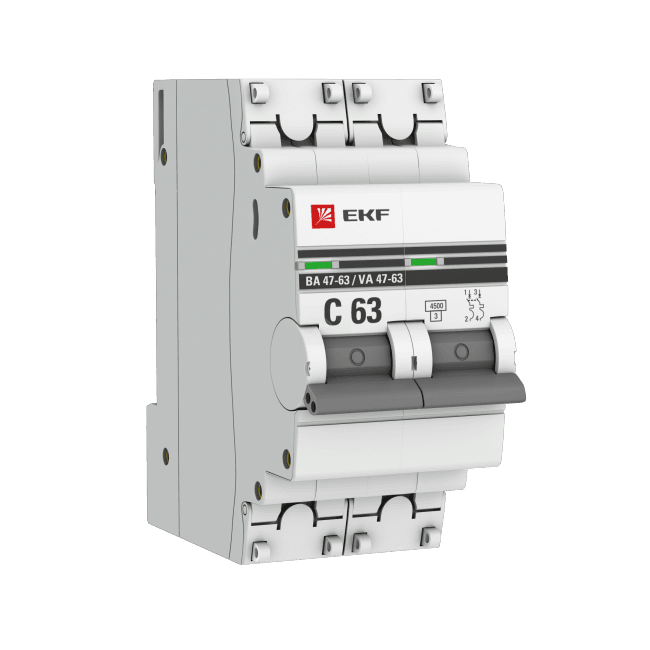 EKF mcb4763-2-50C-pro Выкл. авт двухполюсный 50А С ВА47-63  4.5кА PROxima (mcb4763-2-50C-pro)
