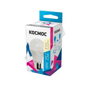 Космос LkecLED15wA60E2730 Лампа светодиодная LED 15Вт 220В Е27 D60х108 3000 теплый  A60 Космос (LkecLED15wA60E2730)