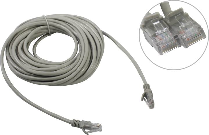 Cablexpert Патч-корд медный UTP PP10-10M кат.5, 10м, литой, многожильный (серый)