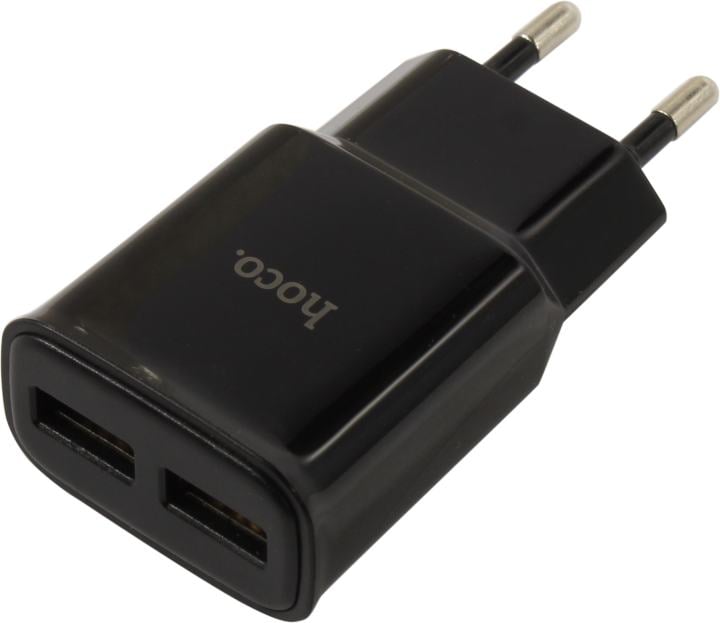 Hoco <C88A Black> Зарядное устройство USB (Вых.DC5V, 2xUSB, кабель USB-C)