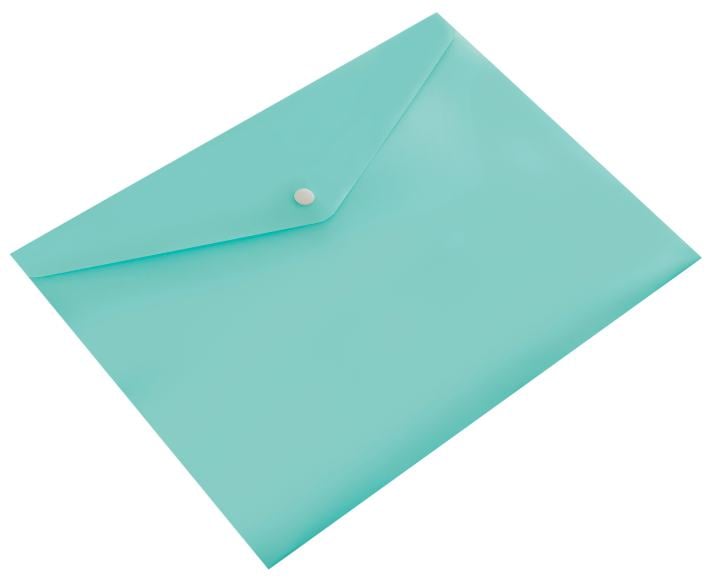 Конверт на кнопке Бюрократ Pastel PKPAST/GRN A4 пластик 0.18мм мятный