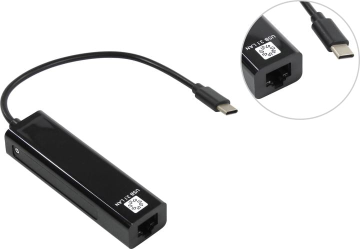 5bites Кабель-адаптер UA3C-45-09BK Type-C / 3*USB2.0 сетевая карта / RJ45 100MB / BLACK