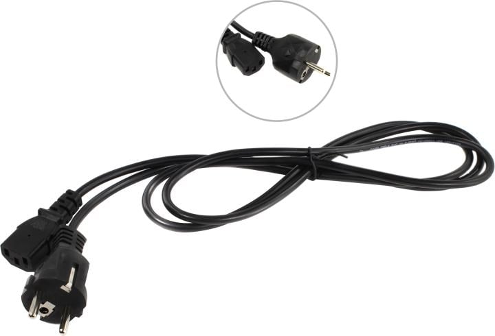 Telecom <TE021-CU0.5-BK-1.8м> Кабель компьютер - розетка 220V  1.8м Европейский стандарт