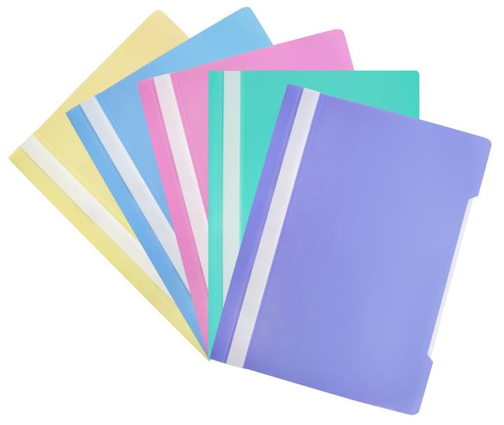 Папка-скоросшиватель Бюрократ Pastel -PSLPAST/VIO A4, прозрачный верхний лист, пластик, фиолетовый 0.14/0.18