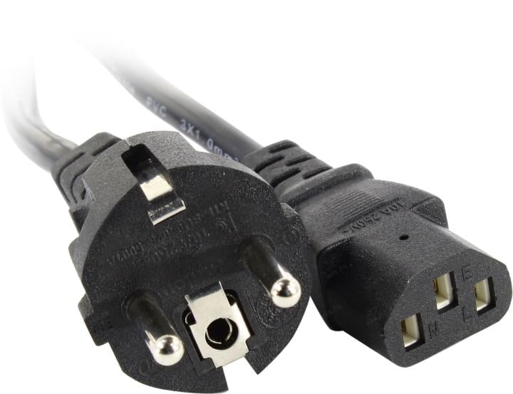 Exegate EX297793RUS Кабель питания Special PC-1S (Евровилка Schuko->C13, 3*1.0mm2, CCA, черный, 1м)