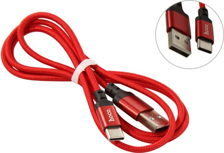 Hoco <X14 USB-C M Red/Black> Кабель USB  2.0 AM-->USB-C 1м