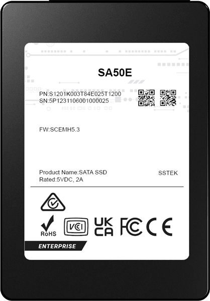 S1201K00480GE02640G00 PHISON SSD SA50E 480GB SATA 2.5" 3D TLC R530/W500MB/s (98/77 KIOPS) 3DWPD SSD Enterprise Solid S