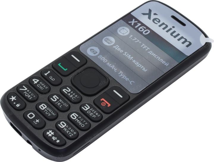 Мобильный телефон Xenium X160 черный моноблок 2Sim 1.77" 128x160 Nucleus GSM900/1800 FM