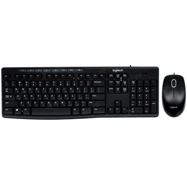 Комплект проводной клавиатура+мышь Logitech MK200 (920-002694) черный РФ гравировка