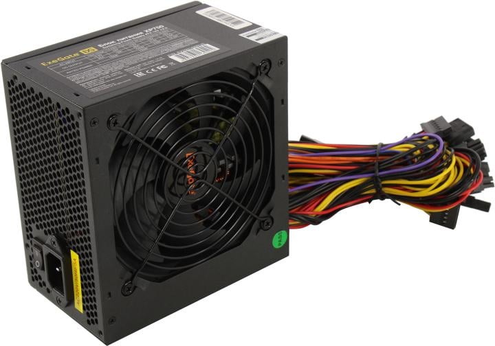 Exegate EX292166RUS-S Блок питания 750W ExeGate XP750 (ATX, SC, 12cm fan, 24pin, 4+4pin, PCI-E, 3xSATA, 2xIDE, black, кабель 220V с защитой от выдергивания)