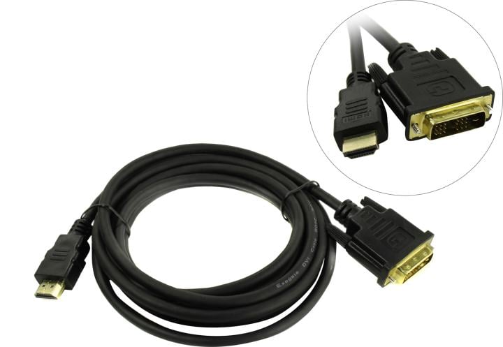 Exegate EX284894RUS Кабель HDMI-DVI ExeGate EX-CC-HDMIM-DVIM-3.0 (19M/19M, single link, 3м, позолоченные контакты)