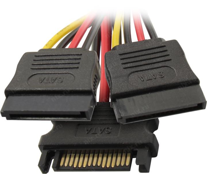 ExeGate <EX-CC-SATAM2F-0.15> Переходник питания (15pin M -> 2x15pinF)  <EX294794RUS  >