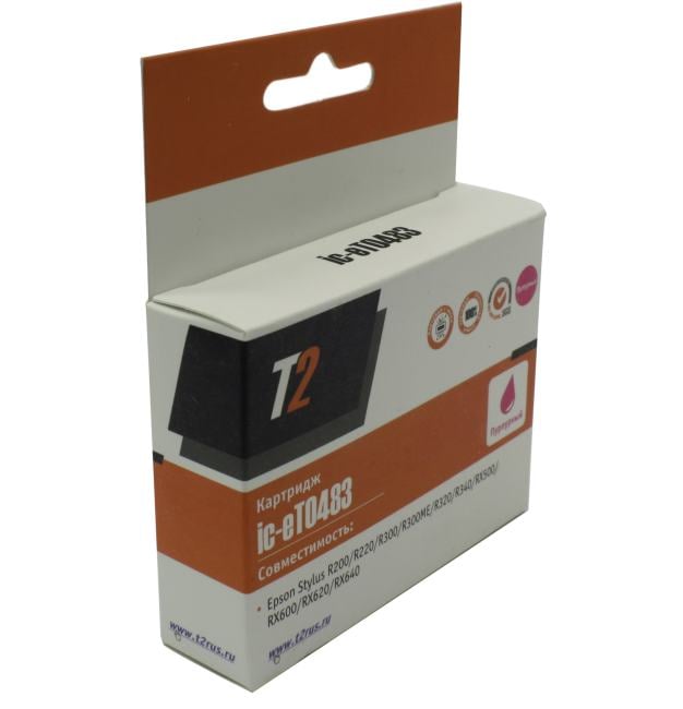 T2 C13T048340 Картридж (IC-ET0483)  для Epson Stylus Photo R200/R300/RX500/RX600, пурпурный, с чипом