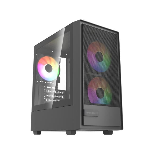 Корпус Powercase Mistral SM02 ARGB, Tempered Glass, 3x120mm ARGB PWM fans, чёрный, mATX  (CMMSM02B-A3)