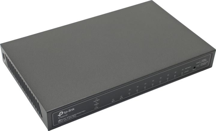 TP-Link JetStream™ 8-Port Gigabit Smart PoE+ Switch with 2 SFP Slots. PORT: 8× Gigabit PoE Ports, 2× Gigabit SFP Slots. SPEC: 802.3af/at, 58 W PoE Power, Desktop Steel Case. FEATURE: Integration with Omada SDN Controller, 802.1Q VLAN, STP/RSTP/MSTP, IGMP Snooping, 802.1p/DSCP QoS, ACL, 802.1x, Radius/Tacacs+ Authentication, LACP, CLI, SNMP, Dual Image, IPv6 (SG2210P)