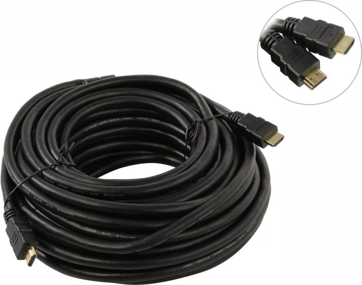Telecom <TCG200F-20М> Кабель HDMI to HDMI (19M -19M) ver2.0 20м  2  фильтра