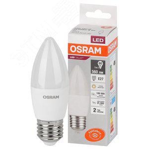 LEDVANCE 4058075579446 Лампа светодиодная LED 7 Вт E27 3000К 560Лм свеча 220 В (замена 60Вт) OSRAM (4058075579446)