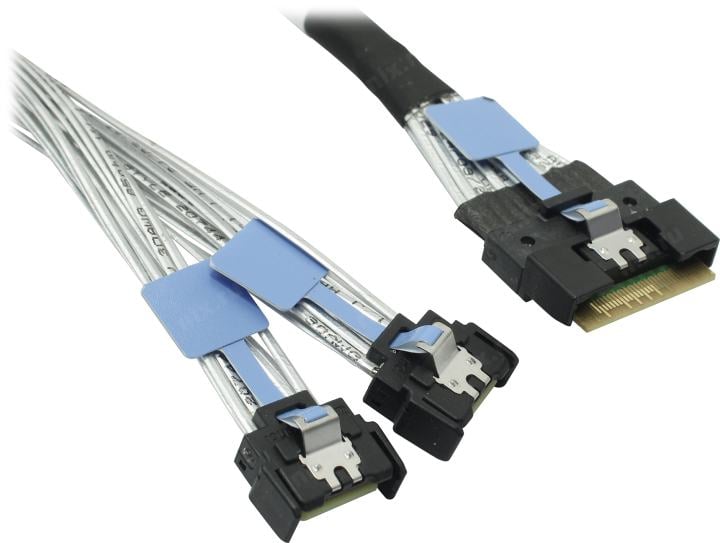 Кабель Amphenol RMC38-0824,, Slimline SAS x8 74P  -TO-  2x MCIO x4 38P  , 85 Ohm, L:80cm