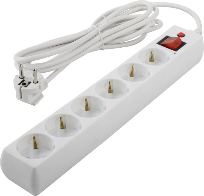 Сетевой фильтр Buro BU-SP3_USB_2A-W  <3м>  (6  розеток+2 USB)