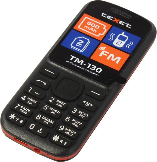 Texet <TM-130 Black-Red> (QuadBand, 1.77" 160x128,  GSM, microSD, 64г)