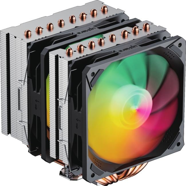 upHere D8SEC Black ARGB / 8HPx6mm, 280W TDP, dual tower, 2x120mm ARGB fans, 600-1600RPM, 68.2 CFM, 25dBA / D8SEC