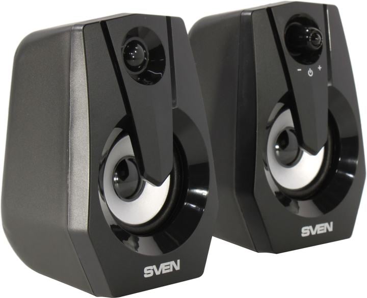 Колонки Sven 370, 2.0, черный, 2x2 Вт, питание USB, RGB-подсветка