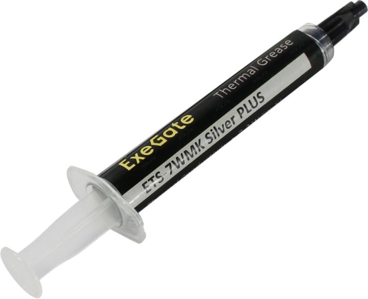 Exegate EX296087RUS Термопаста ExeGate ETS-7WMK Silver PLUS (7,2 Вт/(м•К), 1.5г, шприц с лопаткой)