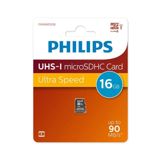 Micro SecureDigital 16GB Philips High Speed  microSDHC Class 10 90MB/s (FM16MD55B/97)
