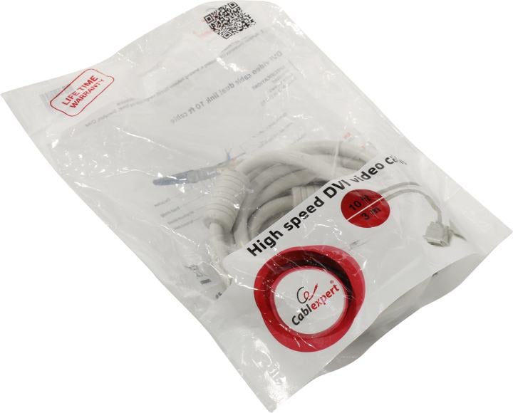Cablexpert <CC-DVI2-10> Кабель монитор - SVGA card DVI-D Dual link (25M -25M)  3м 2 фильтра