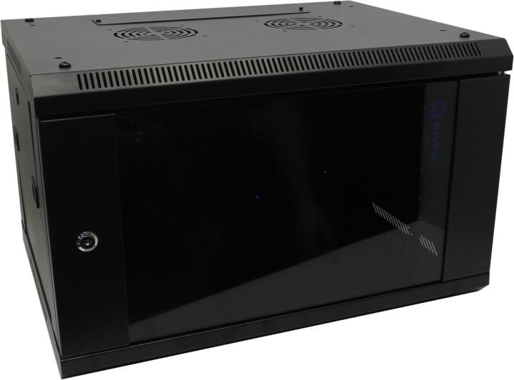 Настенный шкаф 5bites - TC6401, 6U, высота-370мм, глубина-450 мм, ширина-600 мм, стеклянная дверь, съемные стенки, max-60кг, IP20, цвет чёрный, TC6401-06B