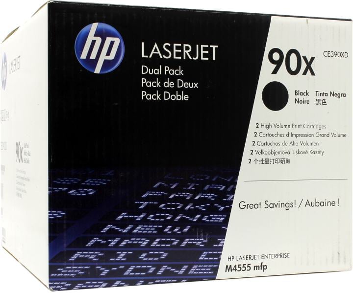Тонер-картридж HP 90X Black Dual Pack для LJ M4555/h/f/fskm mfp Enterprise M602n/M602dn/M602x/M603n/M603dn/M603xh (2х24000 стр) ( CE390XD )