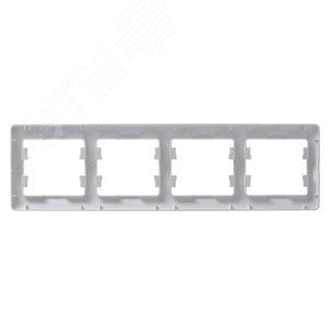 Рамка Schneider Electric Glossa GSL000304 накладная 4x горизонтальный монтаж пластик серебристый