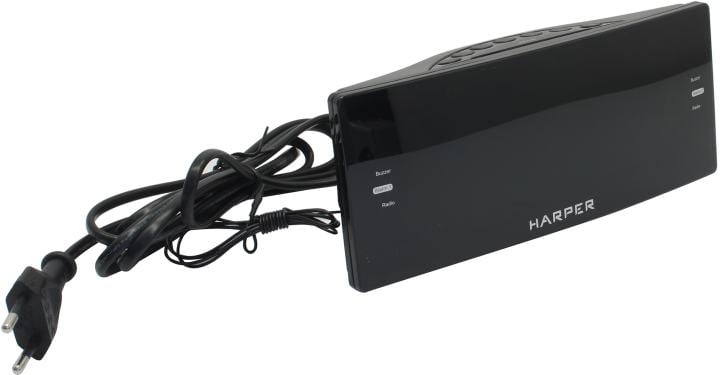 Радиобудильник Harper HCLK-2044 черный LED подсв:зеленая часы:цифровые AM/FM