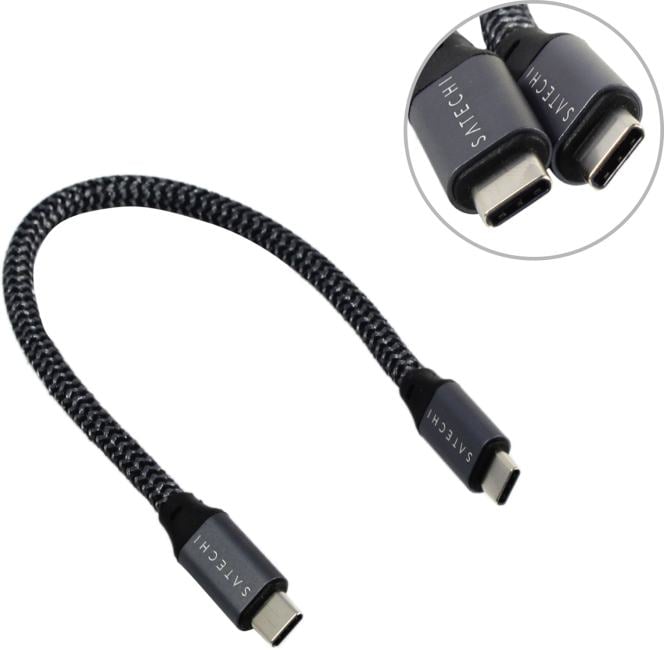 Кабель Satechi ST-U4C25M USB Type-C - USB Type-C 0.25м для зарядки и передачи данных (до 100W), серый космос