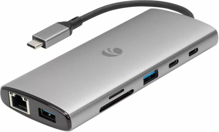 VCOM CUE68 Адаптер/ Адаптер TypeC-->PD+2USB-C3.1+2USB-A3.0+2HDMI2.0+RJ45(1Gb)+SD3.0+TF3.0 <CUE68>