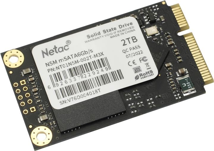 Твердотельный накопитель SSD mSATA 2 Tb Netac N5M Series Read 560Mb/s Write 520Mb/s 3D NAND TLC NT01N5M-002T-M3X