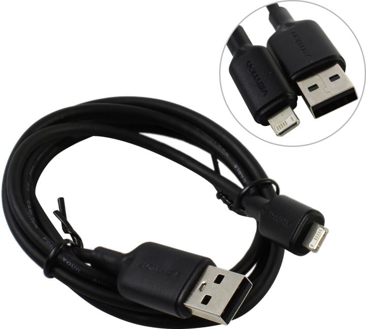 Кабель Vention USB 2.0 AM/Lightning 8M для iPad/iPhone 2.4A Черный