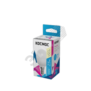 Космос LkecLED7.5wGL45E1430 Лампа светодиодная LED 7.5Вт GL45 220В Е14 D45х79 3000 теплый 590лм Космос (Экономик)