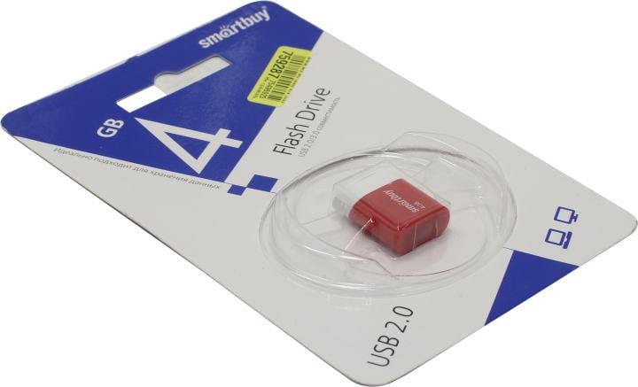 Флешка USB Smartbuy LARA Red (SB4GbLara-R), 4Gb, USB 2.0, R/W 15/5, красный/белый