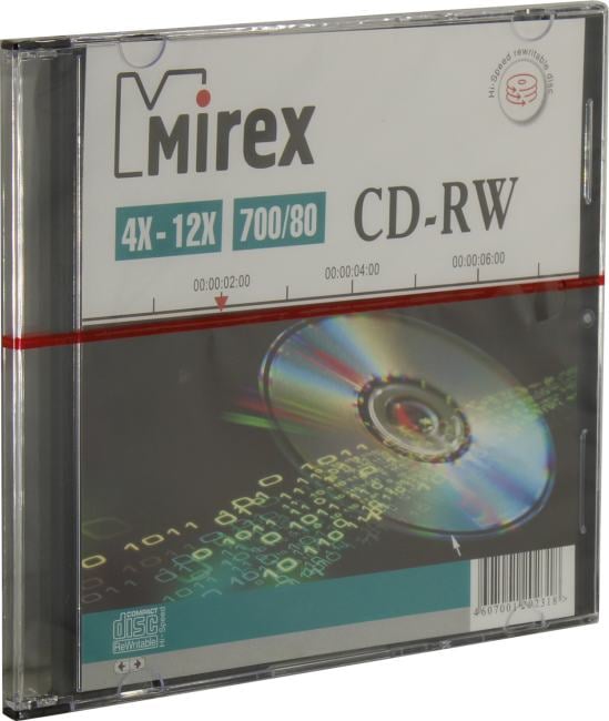 Диск CD-RW Mirex 700MB 12x Slim Case (1 шт.) (202318)