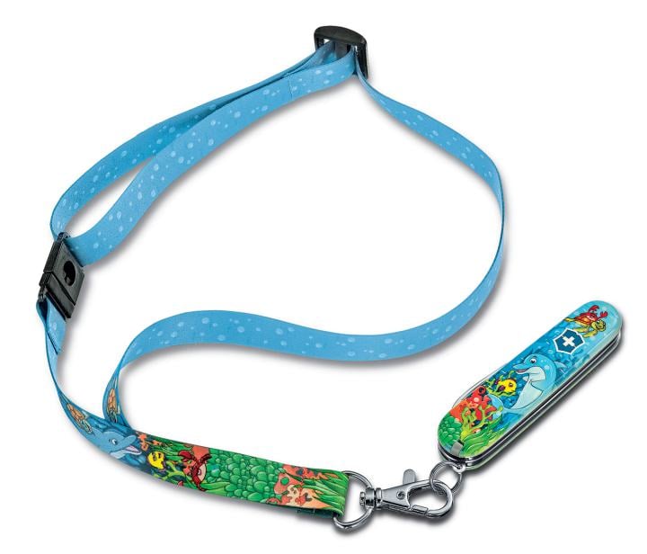 Нож перочинный Victorinox My First Victorinox Dolphin Edition (0.2373.E1) 84мм  9функций голубой/рисунок карт.коробка