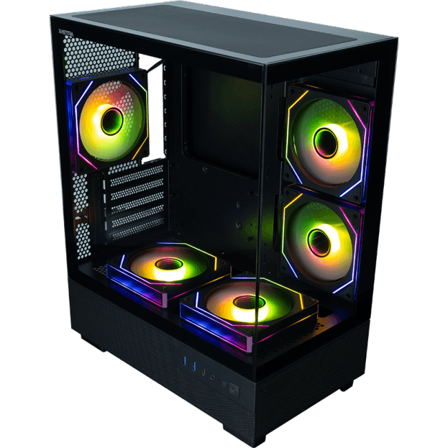Q400M-5FM12A-C6-UC Корпус XASTRA Q400M 5ARGB-C6-UC Black mATX/Aquarium/Screewless/ 5x120mm ARGB PWM FM fans/Argb+PWM HU