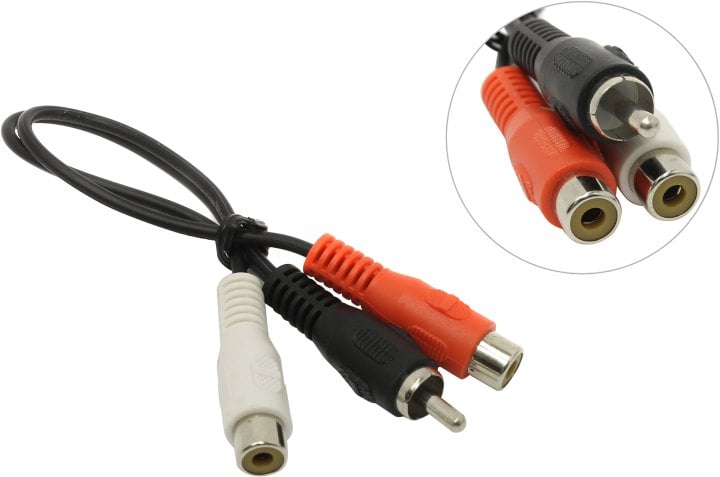 Telecom <TAV4954-0.2M> Кабель  1RCA-M  -->  2RCA-F 0.2м