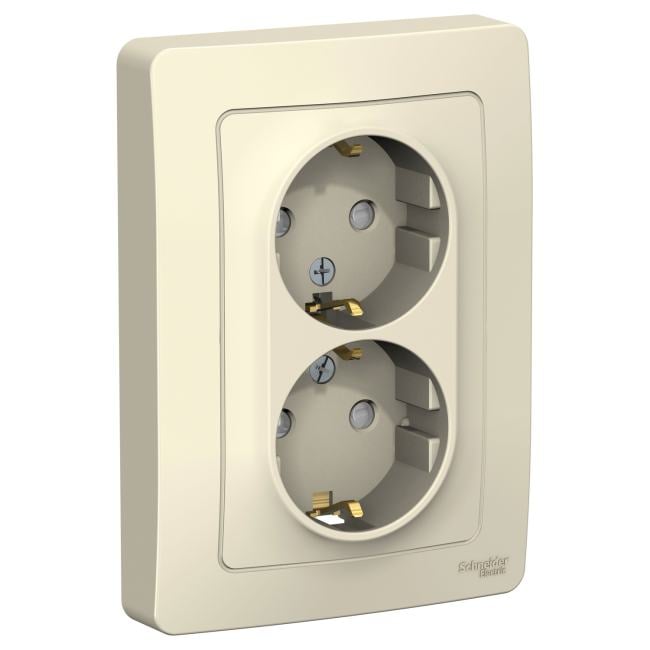 Schneider Electric BLNRS001122 BLANCA С/У РОЗЕТКА двойная с заземлением со штор., 16А, 250В, МОЛОЧНЫЙ