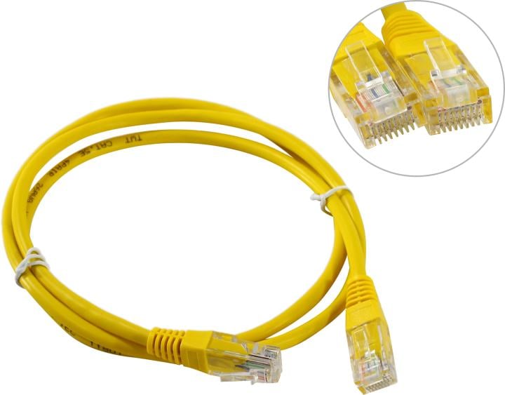 TWT <TWT-45-45-1.0-YL> Patch Cord  UTP  кат.5e,  1м, жёлтый