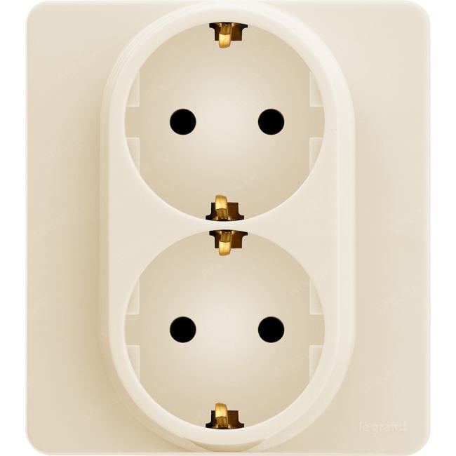 Legrand 673751 Розетка 2 x 2К+З немецкий стандарт 16 А 250 В~ INSPIRIA слоновая  кость  (673751)