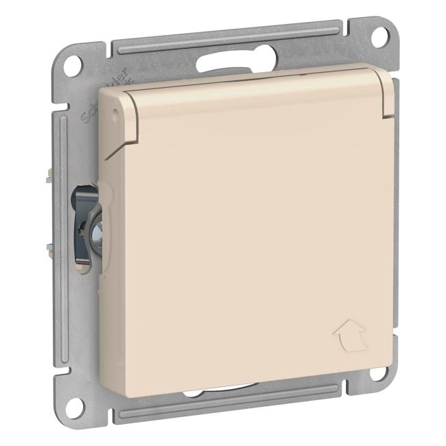Schneider Electric ATN000246 ATLASDESIGN РОЗЕТКА с заземл. со шторк. с крышкой,  16А,  IP20,  механизм, БЕЖЕВЫЙ