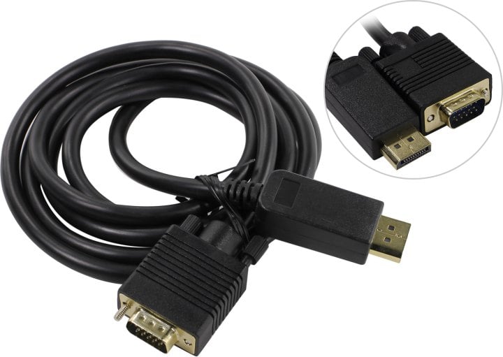 Кабель DisplayPort->VGA Cablexpert CCP-DPM-VGAM-6, 1,8м, 20M/15M, черный, экран, пакет