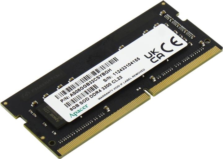 Apacer <AS08GGB32CSYBGH/ES.08G21.GSH> DDR4 SODIMM 8Gb <PC4-25600>  CL22 (for NoteBook)