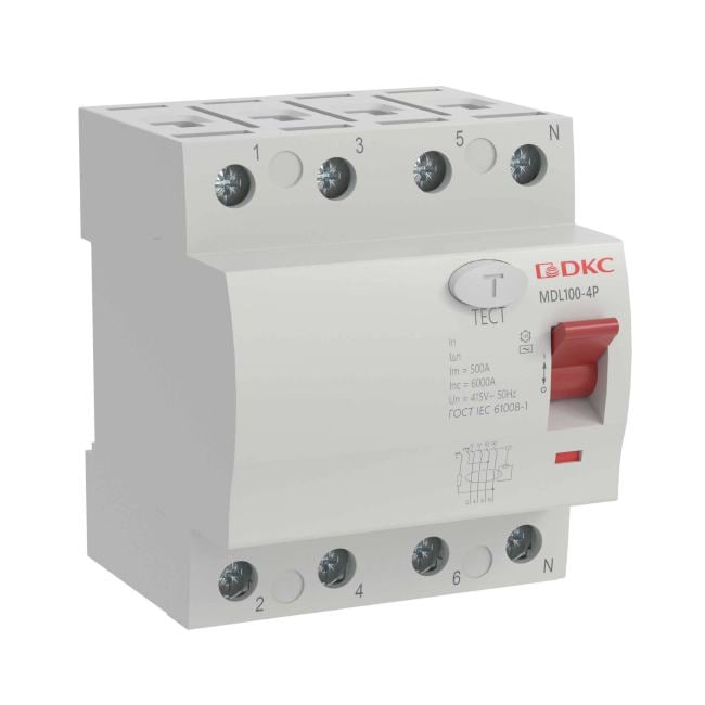 Выключатель дифференциального тока (ВДТ, УЗО) DKC MDL100-4P2-40-AC MDL100, 4P, 30mA, 40A, тип АС, "YON max"